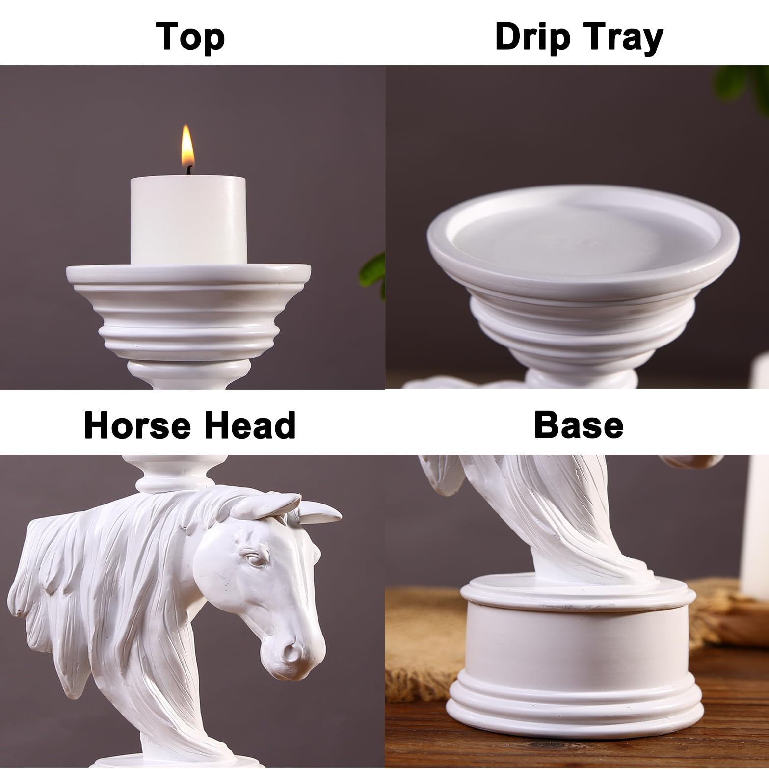 Amazon.co.jp: BLLTLLW 高さ11.8インチ 大型馬キャンドルホルダー 動物